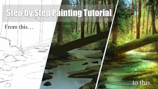 How to paint a 4k highly detailed magical forest  Procreate Tutorial [upl. by Tarah]