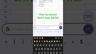 How to Extract DAYS from DATE days dataanalyst viralvideo shortfeed shortvideo date excel [upl. by Enirod]