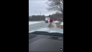 Car slides of icy 58 Highway in Pleasant Hill [upl. by Ellehsat]