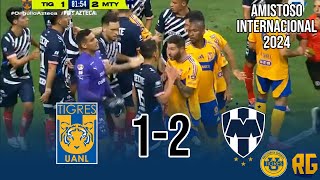 TIGRES VS MONTERREY 12 RESUMEN COMPLETO  Amistoso Internacional 2024  Clásico Regio [upl. by Thamos]