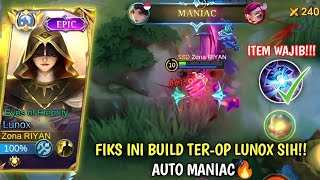 FIKS INI BUILD TER OP LUNOX REVAMP you must try  BUILD TERSAKIT LUNOX REVAMP 2023  MLBB [upl. by Jasper]