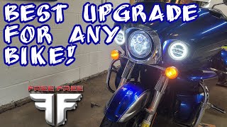 LED Headlight Install  Kawasaki Vulcan Voyager Engineered Adapters Mounting Kit [upl. by Wait]