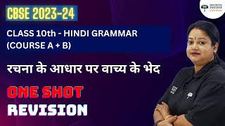 Class 10 Hindi Grammar Course AB  Rachna Ke Aadhar Par Vakya Ke Bhed  One Shot Revision 202334 [upl. by Notxarb]