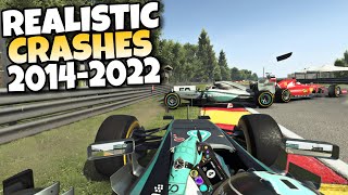 F1 REALISTIC CRASHES 2014  2022 24 [upl. by Attinahs203]