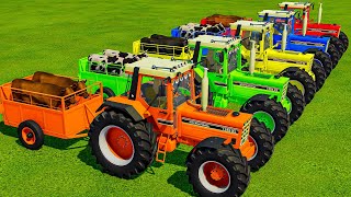 TRANSPORTING BULLS COLORED URSUS amp VALTRA TRACTORS WITH MAN TRUCKS  Farming Simulator 22 [upl. by Zelle638]