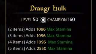 ESO Lets talk about the Draugr Hulk Set for Werewolves with the 30 Max Stamina Modifier [upl. by Lorelei141]