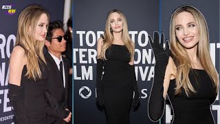 Angelina Jolie amp Son Pax Shine at TIFF Despite Injury ✨🖤🚴‍♂️ [upl. by Ahseiyt728]