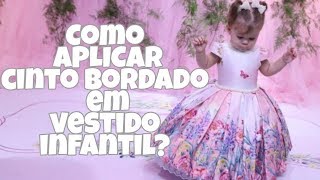 Como BORDAR CINTO DE PÉROLAS em VESTIDO INFANTIL [upl. by Cornew]