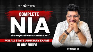 NI Act  Negotiable Instruments Act 1881 In One Shot  Judiciary Exams  With Nitesh Sir Alec [upl. by Yared]