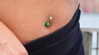 Electric Green Barbell Belly Button Ring TryOn💚🌞 [upl. by Arakihc577]