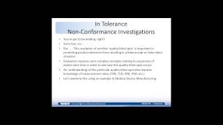 In Tolerance Non Conformance Investigations Webinar [upl. by Suollecram]