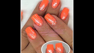 Nail art  Monocolore arancio fluo neon con strass e glitter  Maddafashion [upl. by Cappello]