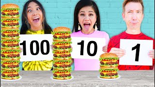 100 LAYERS FOOD CHALLENGE vs 100 Mystery Buttons [upl. by Nigem]