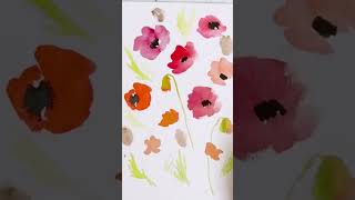 Turning blobs into Poppies  Quick clip from full realtime tutorial on Loose Watercolor Poppies [upl. by Laehcimaj]