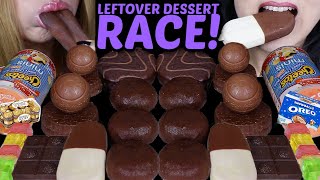 ASMR LEFTOVER DESSERT RACE OREO SNOWBALL CHOCOLATE MOCHI ICE CREAM RAINBOW JELLY STICKS PIES 먹방 [upl. by Kenney]