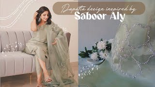 Eid special Saboor Aly inspired dupatta design 🤍✨ [upl. by Eceertal]