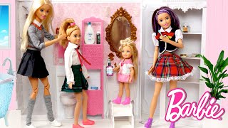 Barbie Dolls School Morning Routine  Dreamhouse Adventures Toys [upl. by Cinimod]