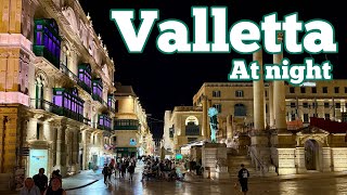 Malta at Night  16 minutes live walk in Valletta [upl. by Atiroc]