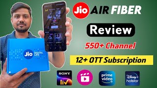 Jio Air Fiber Set Top Box amp Live TV Channel Guide via Jio TV  12 OTT Apps Subscription Review [upl. by Ahsenat]