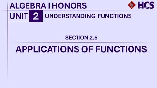 Algebra I Honors  Section 25 Applications of Functions [upl. by Asor342]