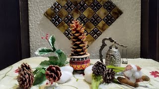 PINECONE Decorations Ideas  Pinecone Decor with Earthen Pot  Pinecone Craft  Pot painting [upl. by Rodi]