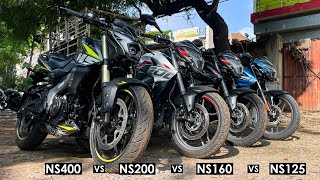 Finally 24 Wali Bajaj Pulsar NS400 VS NS200 VS Pulsar NS160 VS NS125😱Comparison💪Which one Best Bike [upl. by Carisa527]