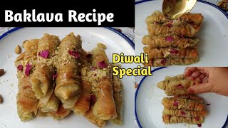 Diwali Special Baklava  Famous Middle Eastern Dessert In Air Fryer  Baklava Recipe in Indian Style [upl. by Mehetabel199]