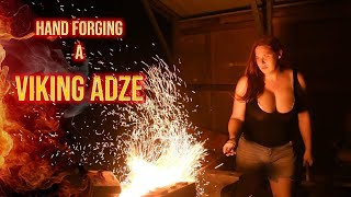 Building a Longship part 35 Forging a Damascus Adze [upl. by Ariaec]