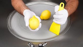 Lemon Ice Cream Rolls  how to make Citron rolled Ice Cream ASMR  30°C [upl. by Miltie801]