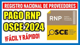 ¿Cómo pagar RNP 2024 Registro Nacional de Proveedores del Estado OSCE [upl. by Orlina]