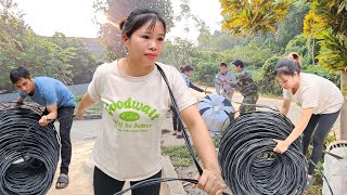 The girl began to pull the power line to the farm [upl. by Candi]