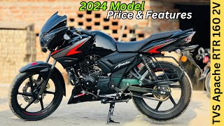 2024 TVS Apache RTR 160 2V Disc Black Colour Full Review 😍 Price amp Features Better Than Pulsar [upl. by Seroka298]