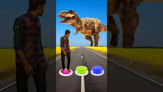 Pink yellow amp blue Button to dinosaur wolf amp gorilla funny magic video shorts [upl. by Annuahsal298]