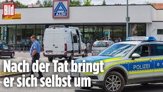 Mann verfolgt Frau durch AldiSupermarkt und erschießt sie  Schwalmstadt [upl. by Namyaw]