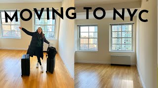 MOVING VLOG  NYC Empty studio tour  QampA Moving logistics apartment hunt life updates [upl. by Sirrad614]