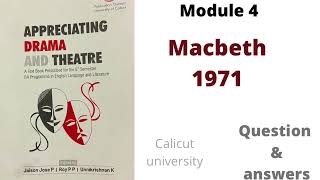 macbeth 1971 by polanski Question and answers appreciating drama and theatre Calicut university 5th [upl. by Decca]