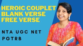 NTA UGC NET 2022 Heroic Couplet Blank Verse Free VerseEnglish Literature Classes PGTRB English [upl. by Hobey]