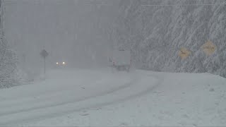 Snow falls on Vancouver Island north of Campbell River ahead of bomb cyclone [upl. by Fendig]