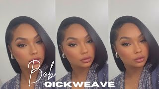 BOB QUICKWEAVE TUTORIAL ￼ LACE EDGES\ MINIMAL LEAVEOUT PROTECTIVE HAIRSTYLE [upl. by Ydal]