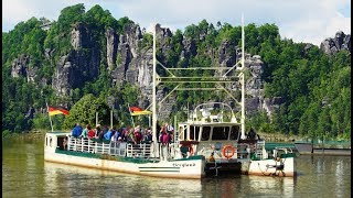 Gierseilfähre quotBerglandquot auf der Elbe  Elbsandsteingebirge  Rathen [upl. by Attej565]