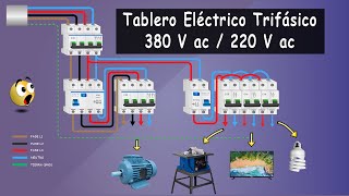 TABLERO TRIFÁSICO 380 V ac CON DERIVACIÓN MONOFÁSICA DE 220 V ac [upl. by Htebazileharas]