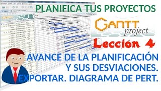 Tutorial Ganttproject  0404 Progreso de las tareas y sus desviaciones Exportar Diagrama de Pert [upl. by Bluefarb]