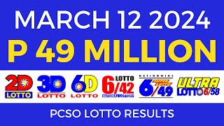 Lotto Result March 12 2024 9pm PCSO [upl. by Odlanra]