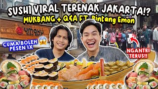 MUKBANG SUSHI VIRAL SAKING RAMENYA GAK BOLEH NAMBAH CUMA BOLEH PESEN 1x  QampA FT BINTANG EMON [upl. by Noyahs142]