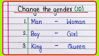 Change the gender in English  Masculine and Feminine Gender  Gender Name 10  Gender [upl. by Aneelehs9]