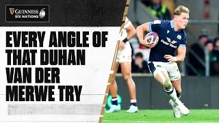 UNSEEN FOOTAGE 📺  The greatest Scotland try ever  Duhan van der Merwe [upl. by Aubrie272]