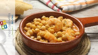 Garbanzos con langostinos  Recetas fáciles [upl. by Adrell]