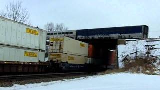 BNSF 7285 Stack Meets Amtrak 6 w Surfliner Car [upl. by Daveen]