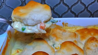 Lazy CHICKEN POT PIE perfect for beginner cooks Chicken amp Biscuit Casserole Recipe EASY [upl. by Auqenes]