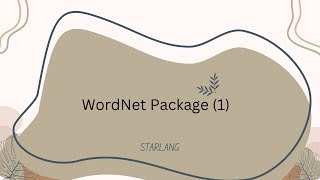 WordNet Package I [upl. by Imnubulo]